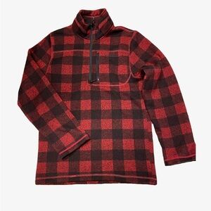 Women's Red and Black Plaid Quarter-Zip fleece